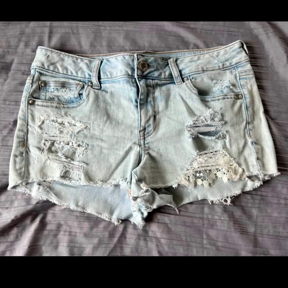 American Eagle Outfitters Distressed Jean Shorts stretch shortie